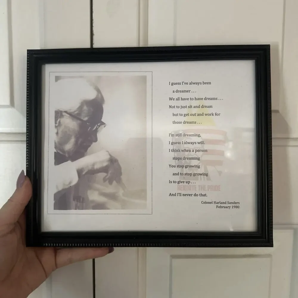Colonel Sanders Quote Framed Picture. KFC Memorabilia